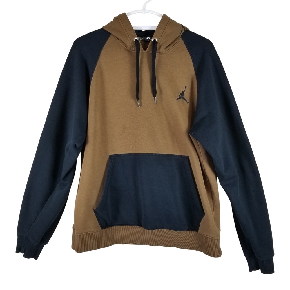 Jordan Brand Hoodie Men Large Brown Navy Blue Flight Jumpman Colorblock Pullover